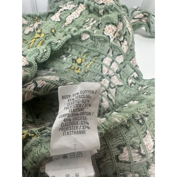 Aerie Jungle Thrills‎ Green Floral Smocked Crop Tank Top, Ruffle Straps in Large - Picture 8 of 8